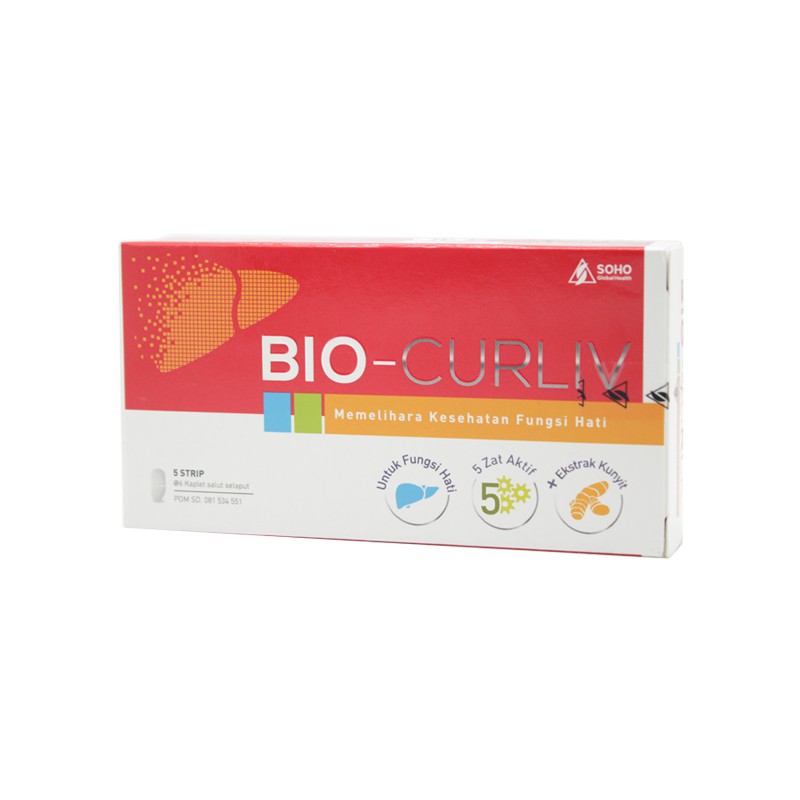 Biocurliv strip 6 tablet &amp; box 30 tablet ( memelihara kesehatan fungsi hati )