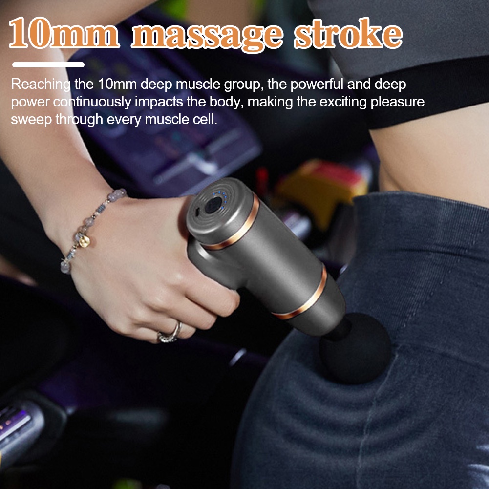 Alat Pijat Massage Gun Fascia Gun 4 Kepala 8 Kecepatan Pijat 1800mAh Type-C Charging