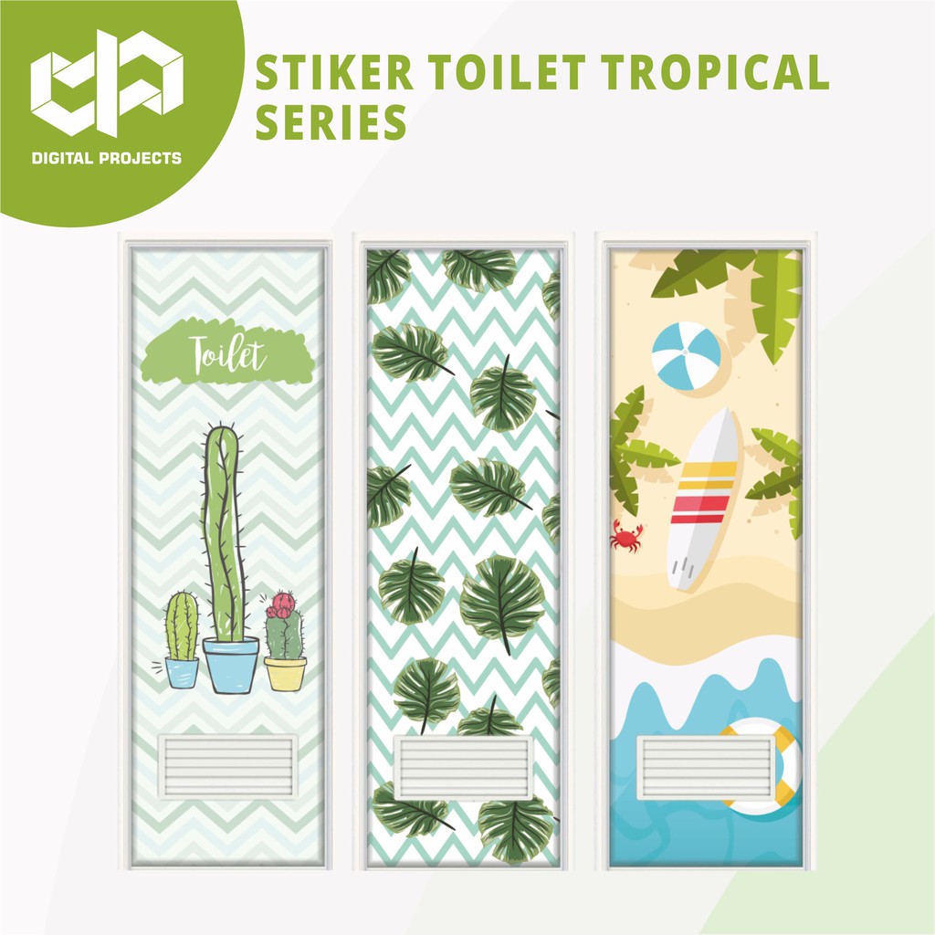  Stiker Pintu Toilet  Kamar Mandi Tropical Kaktus T T1 