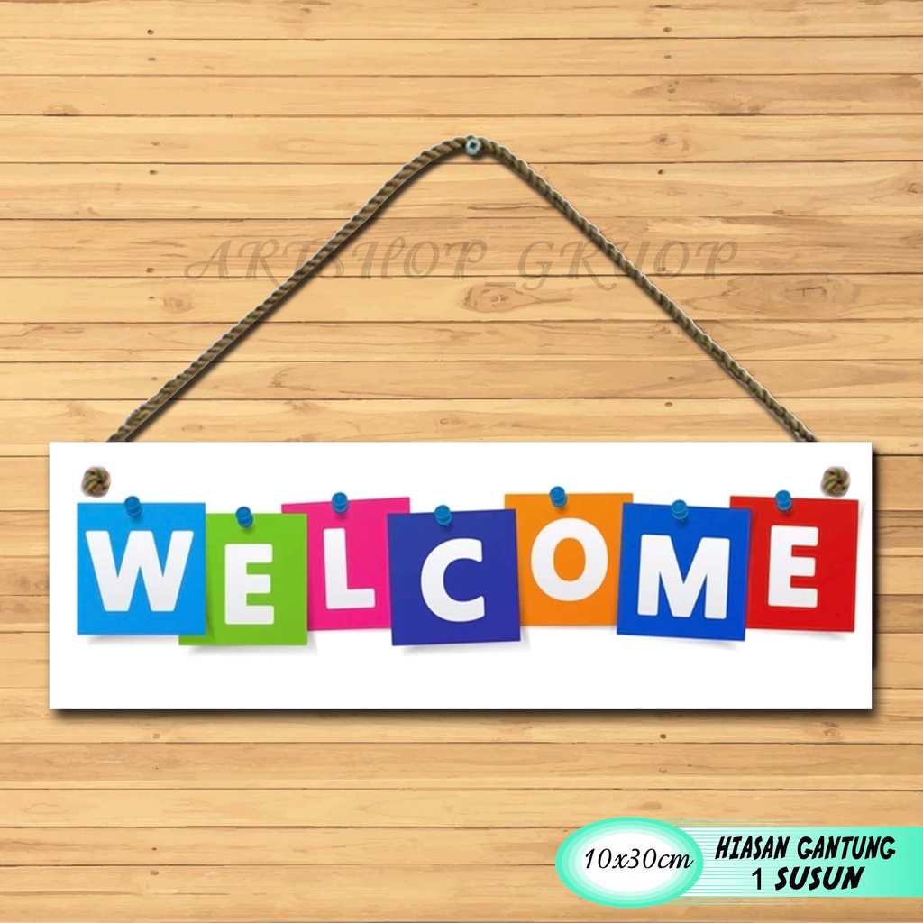 Hiasan dinding pintu pajangan pintu WELCOME shabby walldecor poster kayu. pajangan rumah dekorasi