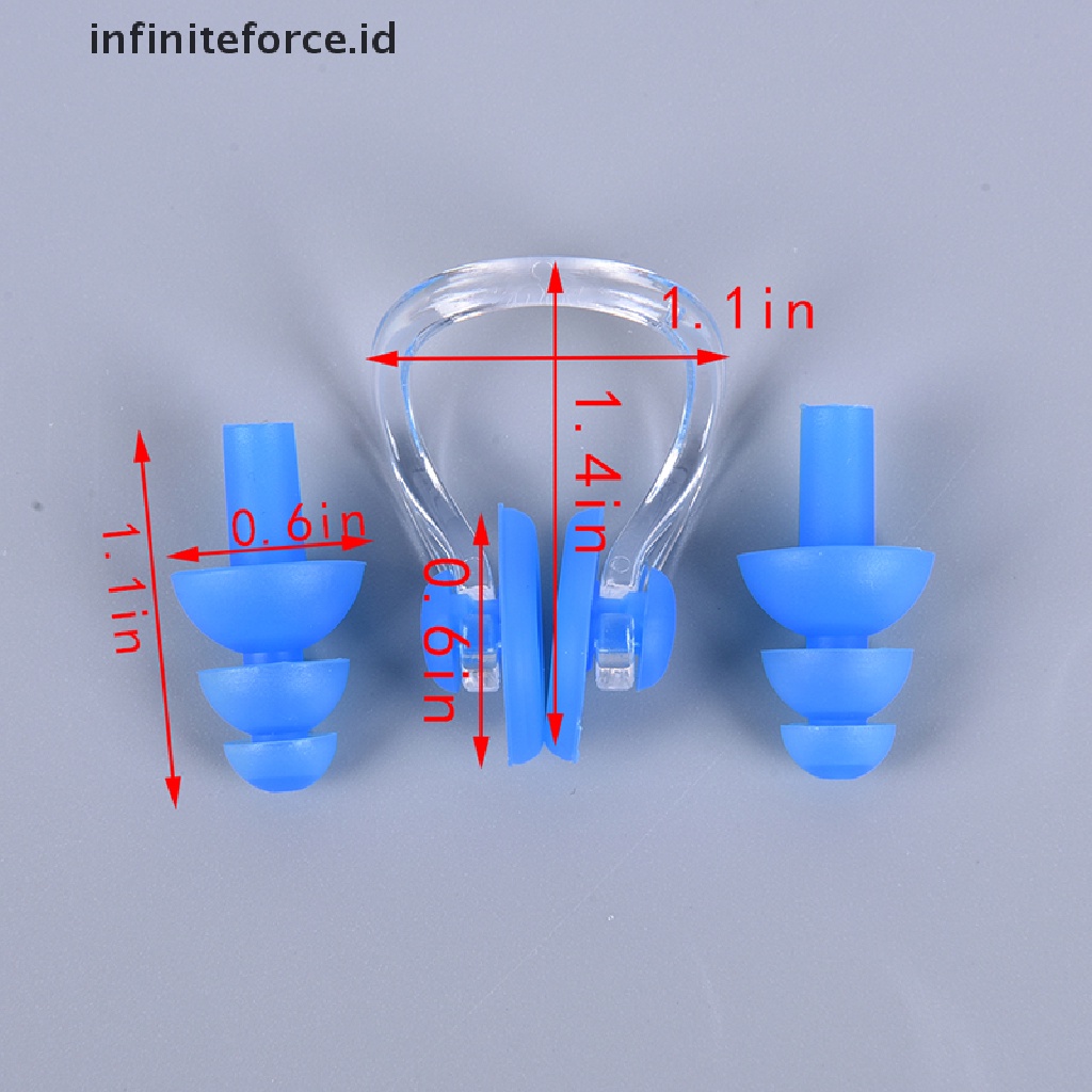 Infiniteforce.id Set Earplug + Klip Hidung Bahan Silikon Anti Air Untuk Berenang