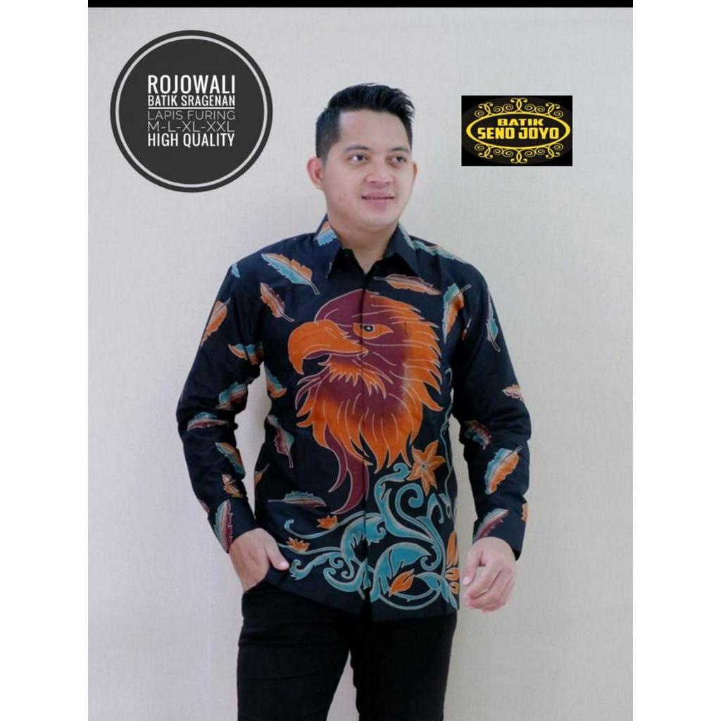 Batik PREMIUM TERBARU Batik Lengan Panjang Motif Elang Batik Pria Bahan Katun Batik ROJOWALI