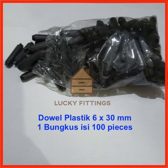 Dowel Plastik Hitam 6 x 30 100 pcs / Bungkus Stik Bulat Dowel Pen