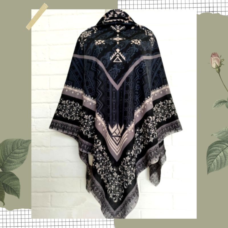 NEW JILBAB HIJAB VOAL MOTIF SYAR'I 130X130 PREMIUM SQUARE LASERCUT KERUDUNG SEGI EMPAT-SAHNA HITAM