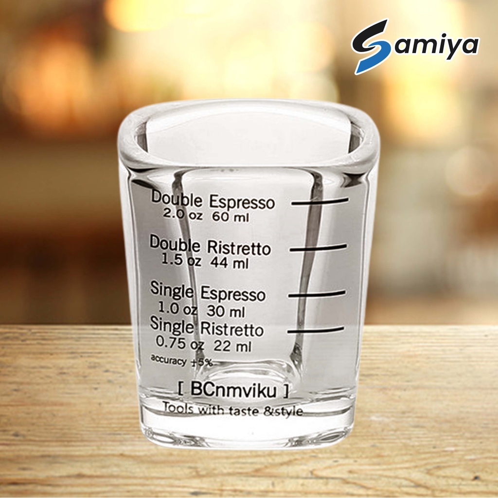 double shot square espresso 60ml / seloki gelas takar ukur kopi / measuring glass coffee cup sloki