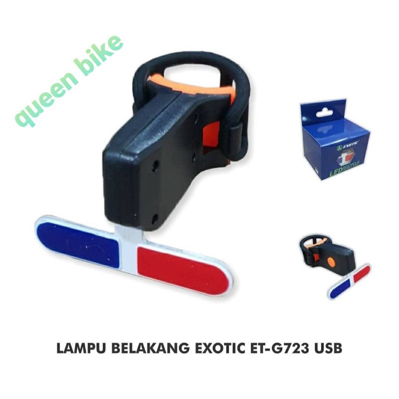 Lampu belakang sepeda LED charge Exotic et-g723T