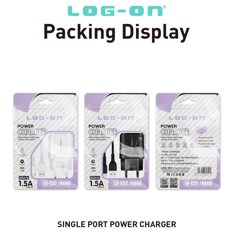 CHARGER - TC LOG ON LO-C32 POWER CHARGER NANO 1.5A MICRO USB FULL SPEED
