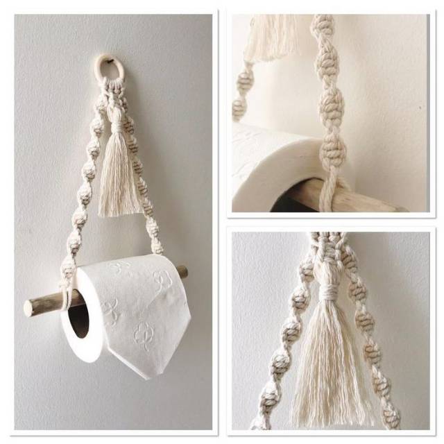 Macrame Toilet Paper Hanger Tissue Holder Makrame Gantung Tempat Tisu Kamar Mandi Toilet Unik