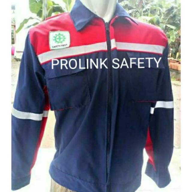 SERAGAM BAJU SAFETY DONGKER KOMBINASI MERAH RESLETING