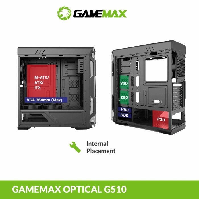 Casing Komputer Gaming Gamemax OPTICAL G510 include 4 Fan