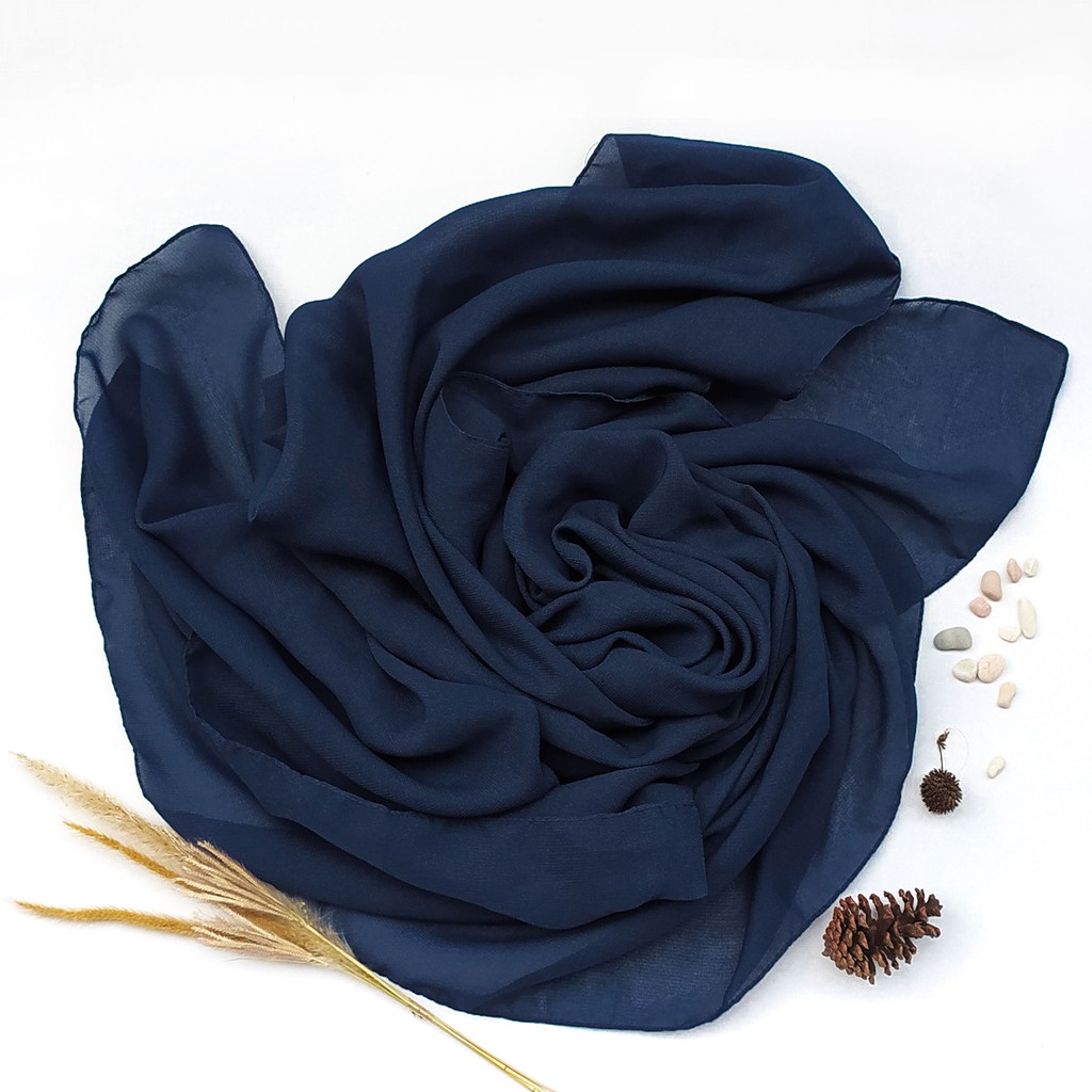 Hijab Segiempat Polycotton Scarf Premium Part 1 Hazel by MIZA-Navy