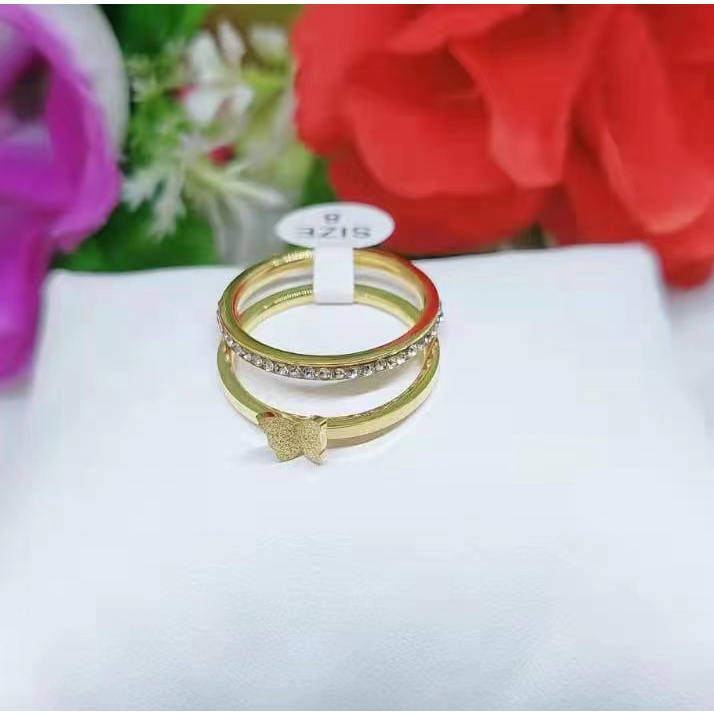 Cincin Titanium Permata 2Susun Perhiasan Fashion 216,217