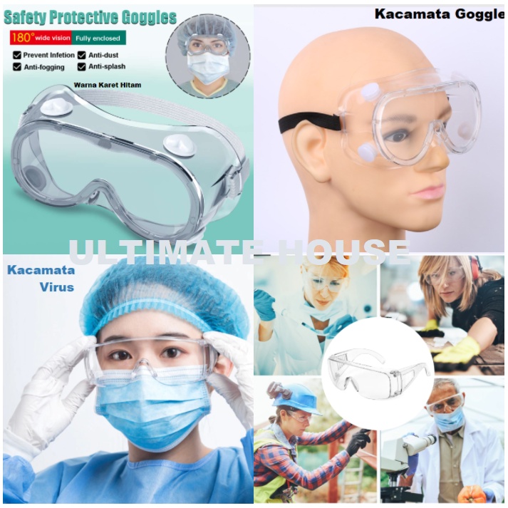 Kacamata Anti Virus Debu Angin Kacamata Goggles Safety Glasess Pelindung APD