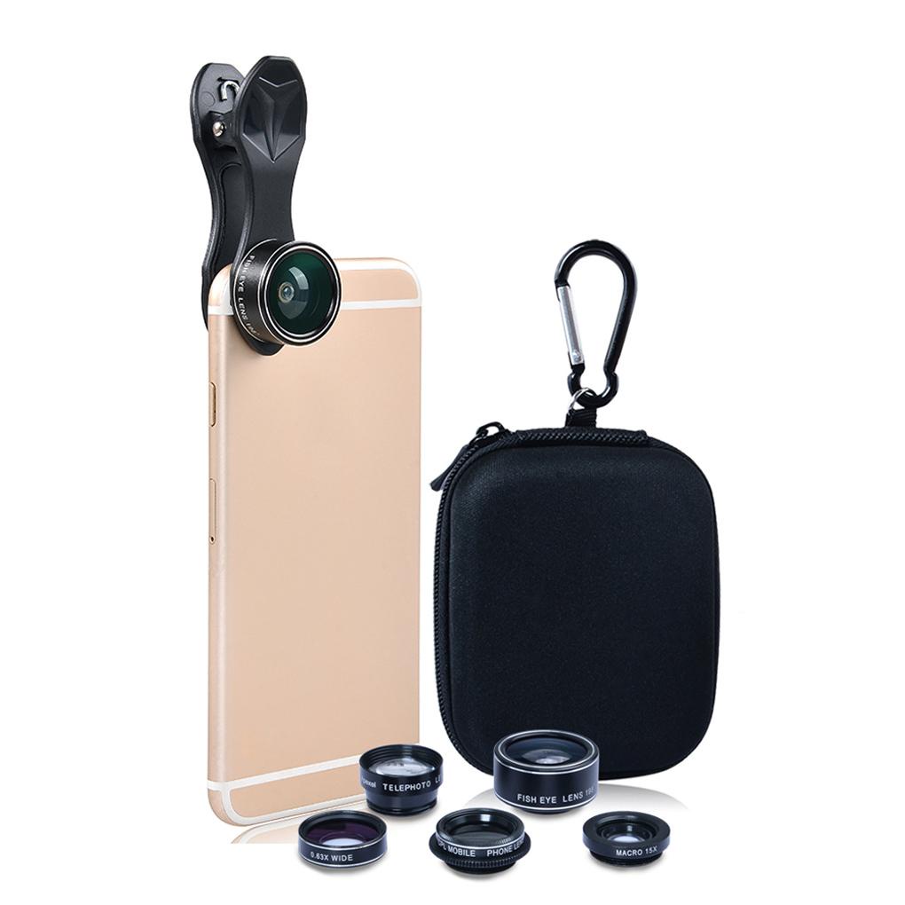 5 in 1 Lensa Telephoto CPL Wide Angle Universal Model Clip-On Untuk Handphone (house2020)