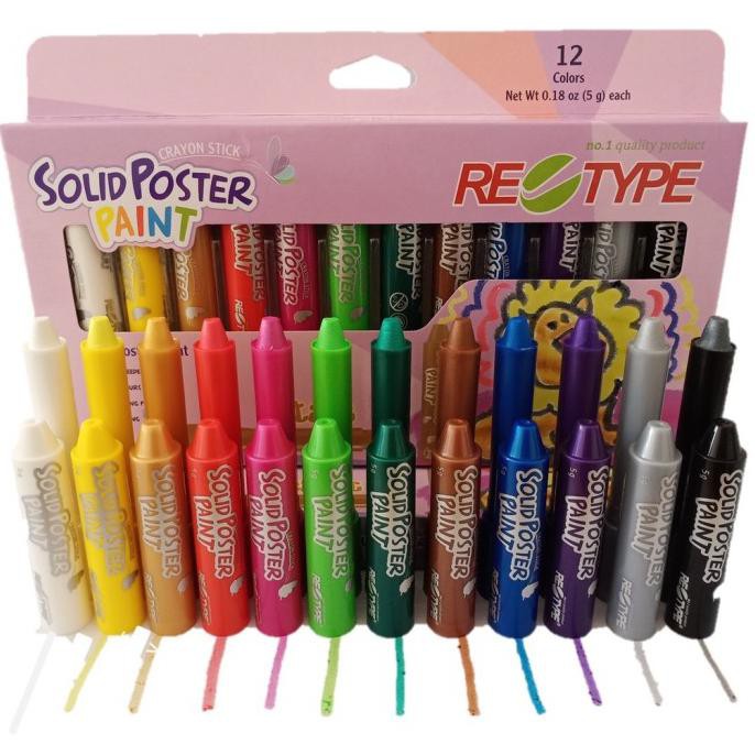 

(PERALATAN MENGGAMBAR) RETYPE METALLIC COLOR SOLID POSTER PAINT KIDS SAFE CRAYON CAT ANAK - 6