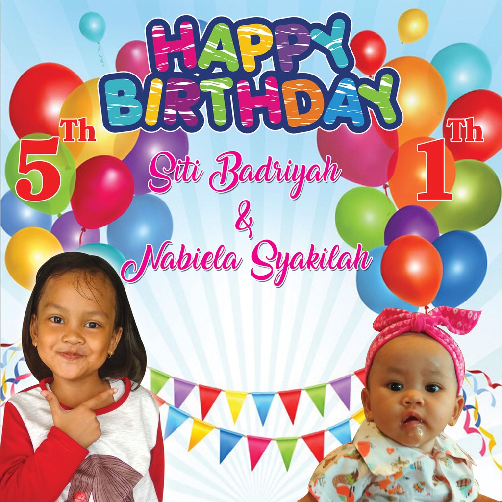 Jual Banner Backdrop Ulang Tahun Anak Custom Gambar 1 x 1 Meter