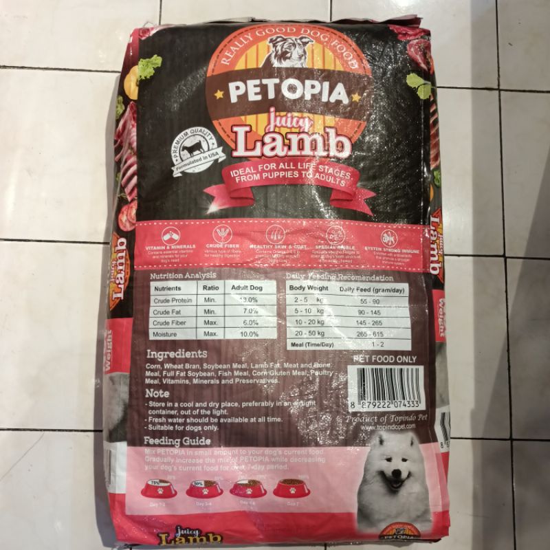 Petopia Dry Food Juicy Lamb 20 Kg - BY INSTAN