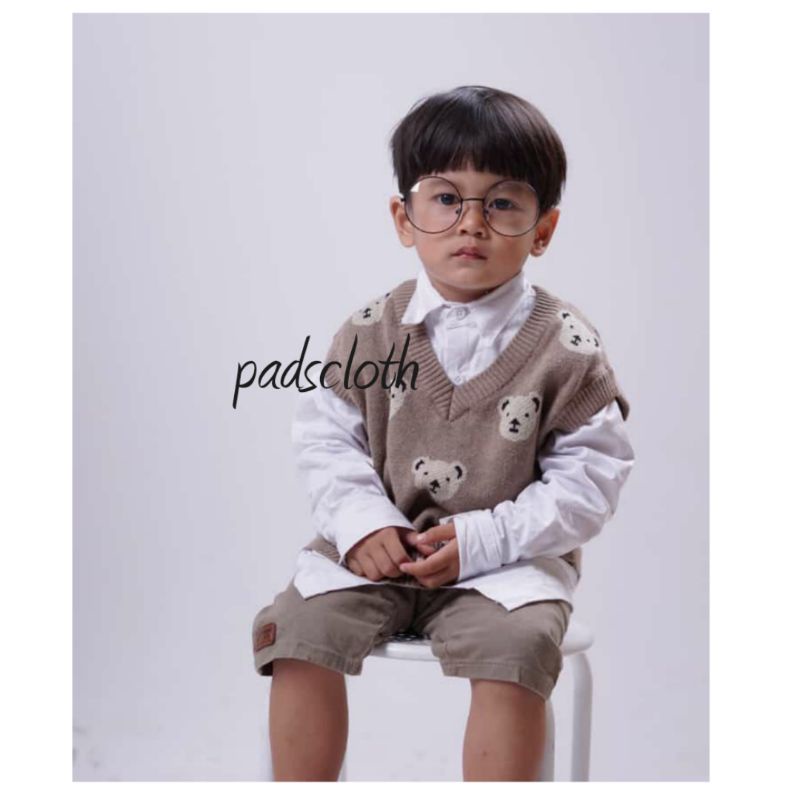 Vest Bear Anak Rajut Halus Tebal 3-5th / vest rajut anak UNISEX realpict