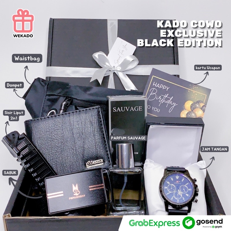 𝐖𝐄𝐊𝐀𝐃𝐎 - Hadiah Cowo Black Edition | Hampers Pria Wisuda Ulang Tahun Anniversary