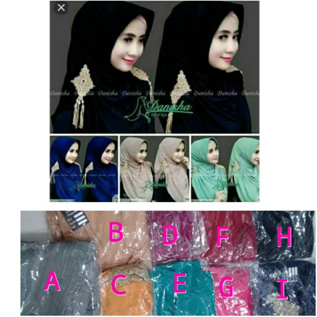 Jilbab instan payet gold kanan kiri