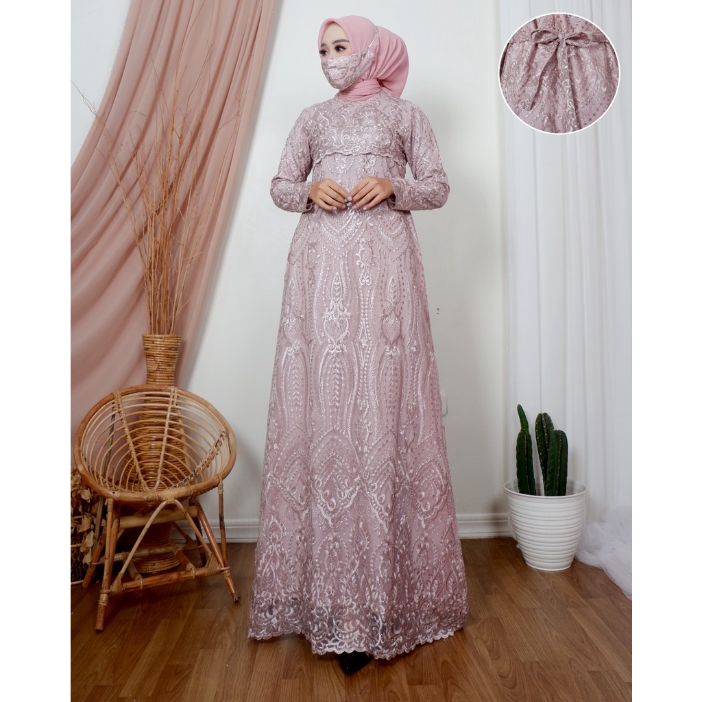 Kadai.baju / Gamis dress soraya / Gamis brukat tille / Gamis brukat jumbo wanita