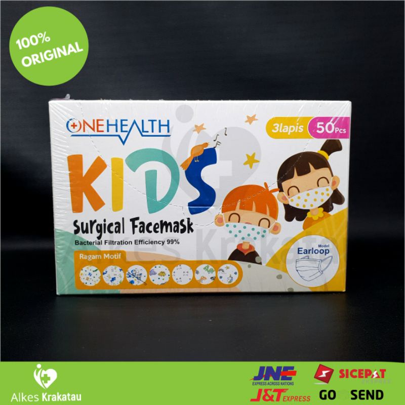 masker medis anak 3ply onehealth isi 50   face mask kids one health