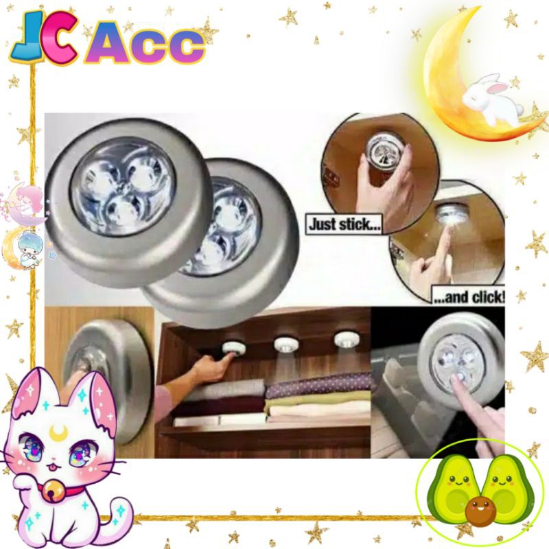 JC ACC - LAMPU LEMARI -SERBAGUNA Stick N Click Bulat / Stick Touch Lamp / Lampu Tempel Emergency LED