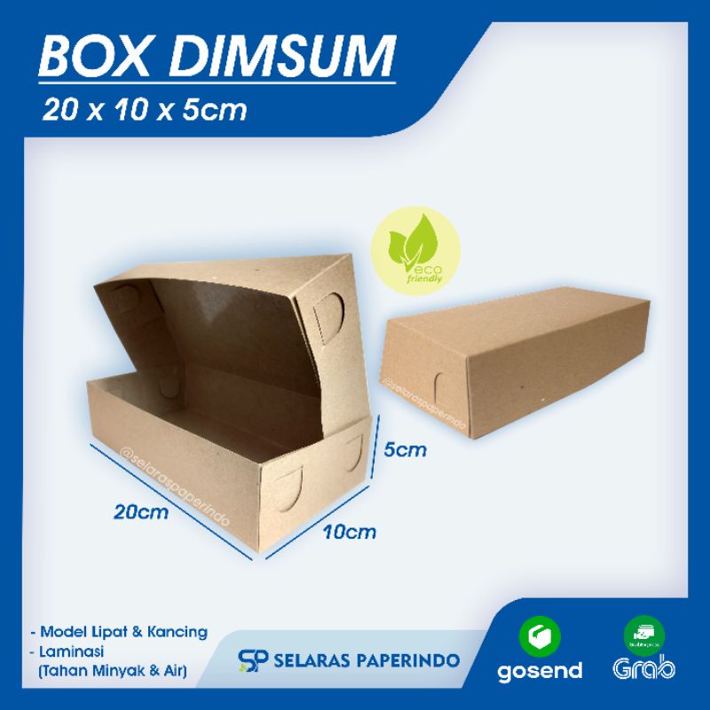 BOX DIMSUM 20x10x5 cm - DUS DIMSUM COKLAT POLOS - BOX LAMINASI 20x10