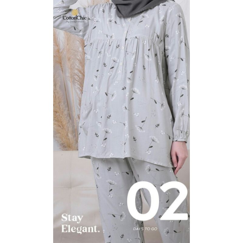 Fleur Pajamas Mirage Grey M - Cotton Chic