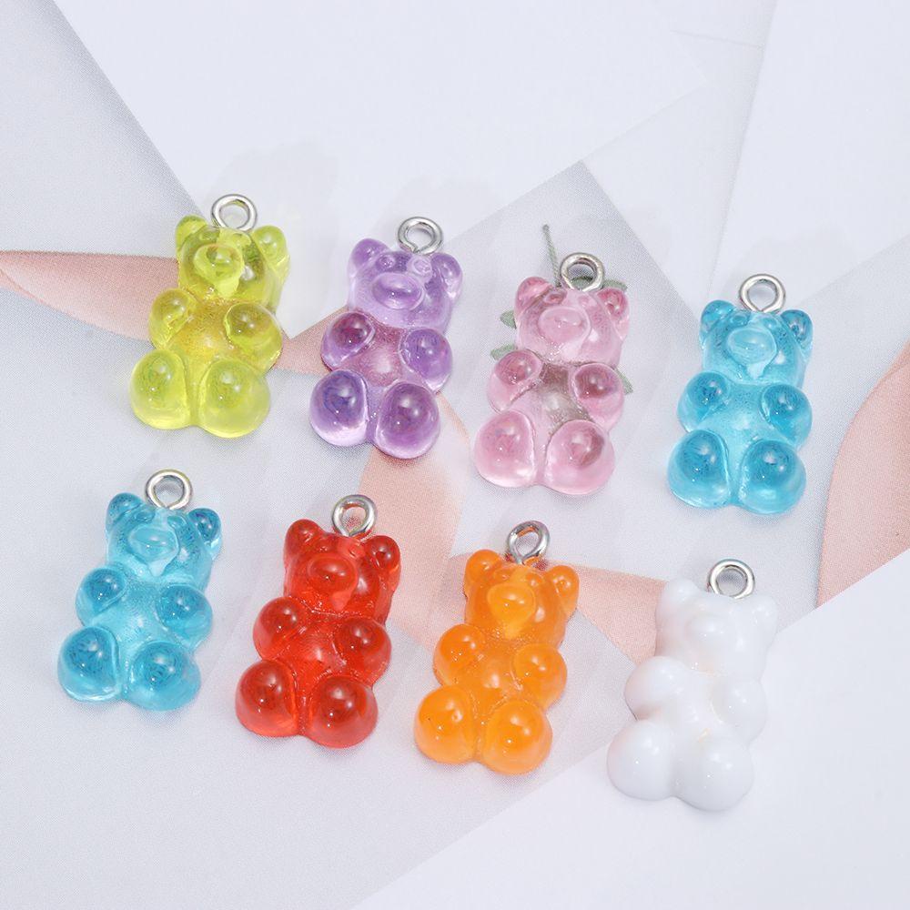 R-flower 10/50PCS Kalung Liontin DIY Membuat Fashion Mix Warna-Warni Resin Gummy Bear