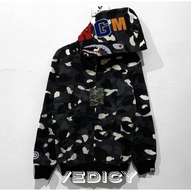 HOODIE JAKET BAPE A BATHING APE SHARK CITY CAMO GLOW IN THE DARK SUPER MIRROR 1:1 ORIGINAL