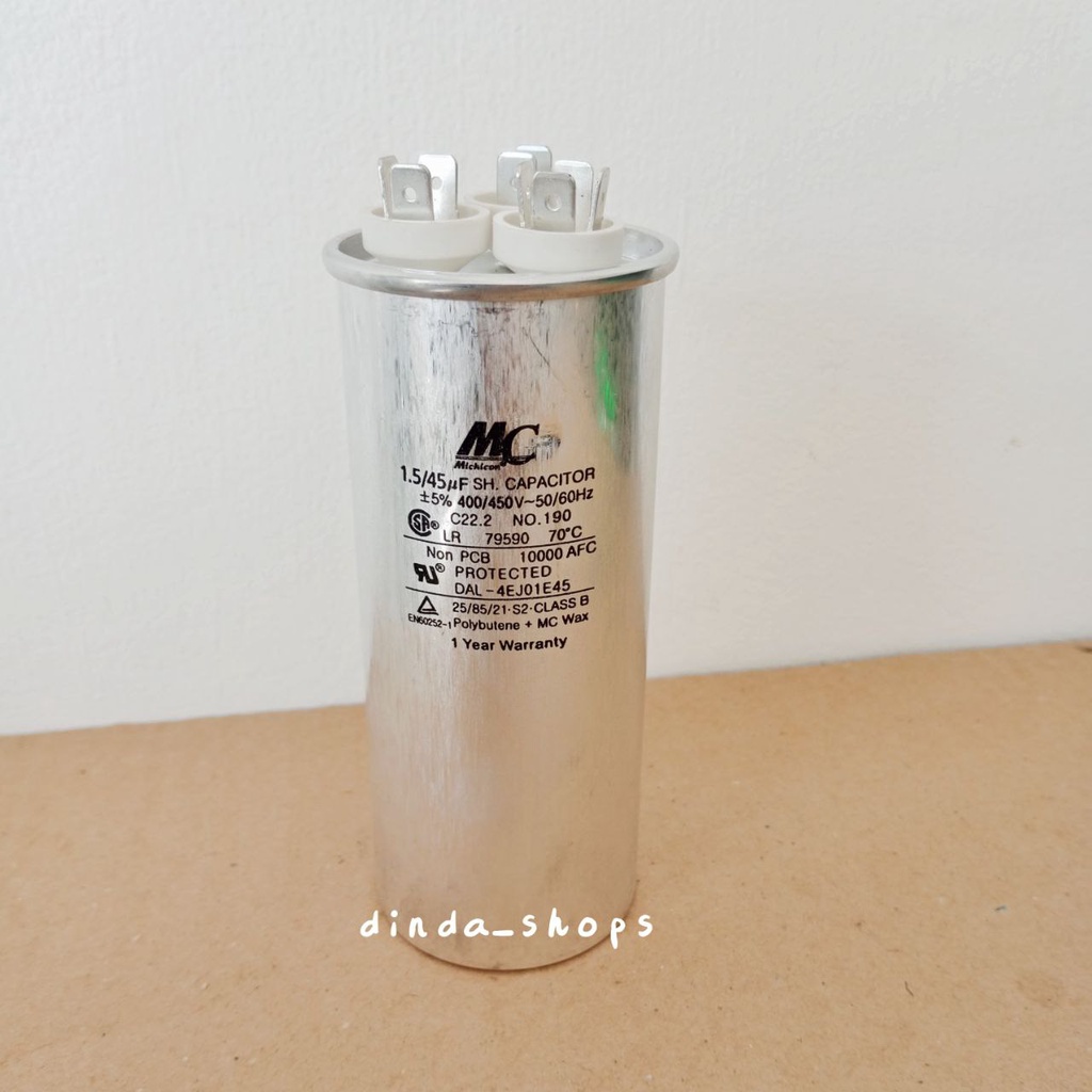 KAPASITOR AC / CAPACITOR AC LG 3 KAKI 45/1,5 uF (MERK MC) 45/1,5 MIKRO