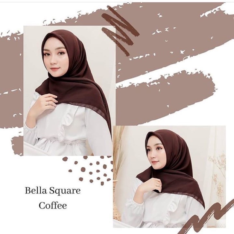 Hijab bella square by rasaqi kebaya/Kerudung Segiempat Polos BELLA SQUARE Hijab Pollycotton Jilbab Bela