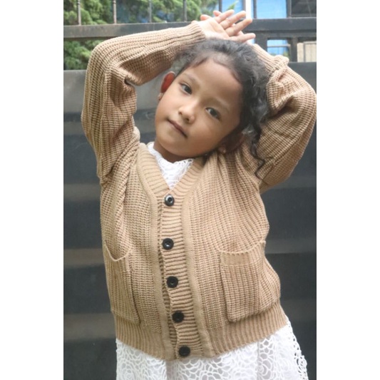 MARISKA CARDIGAN OVERSIZE RAJUT LENGAN PANJANG WANITA BAHAN TEBAL KANCING 5 OUTER KARDIGAN KEKINIAN-Kids Mocca