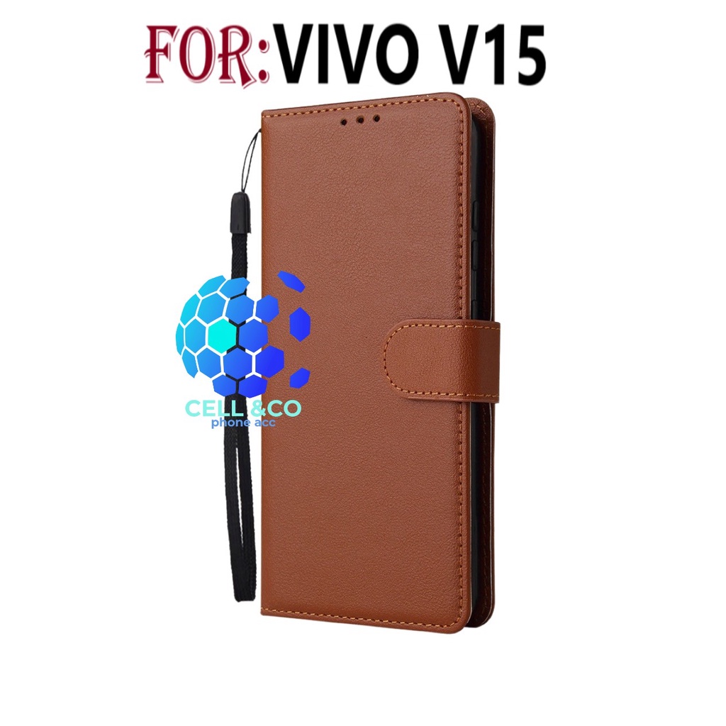 VIVO V15 CASE FLIP LEATHER WALLET PREMIUM FLIP CASE BUKA TUTUP KESING HP CASING FLIP CASE WALLET VIVO V15