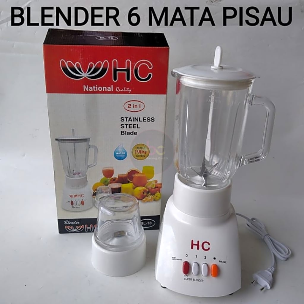 PAKET BLENDER HC NATIONAL BL-T8 DENGAN 6 MATA PISAU YANG SANGAT TAJAM SUARA TIDAK BERISIK  ORI