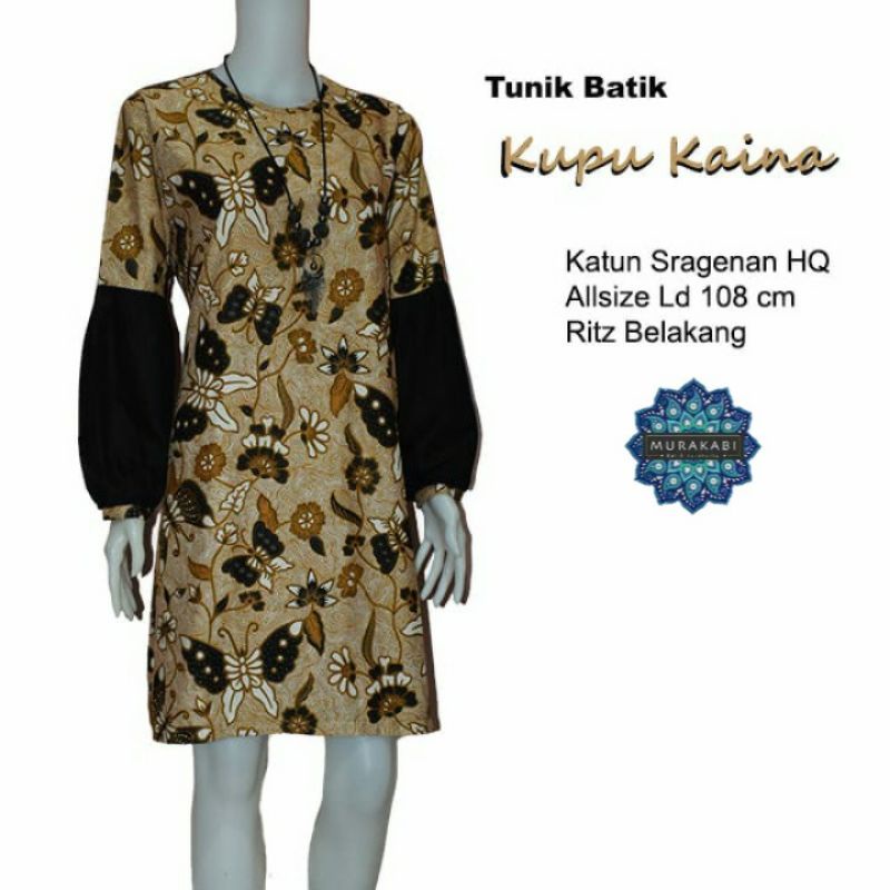 tunik batik wanita lengan kombinasi