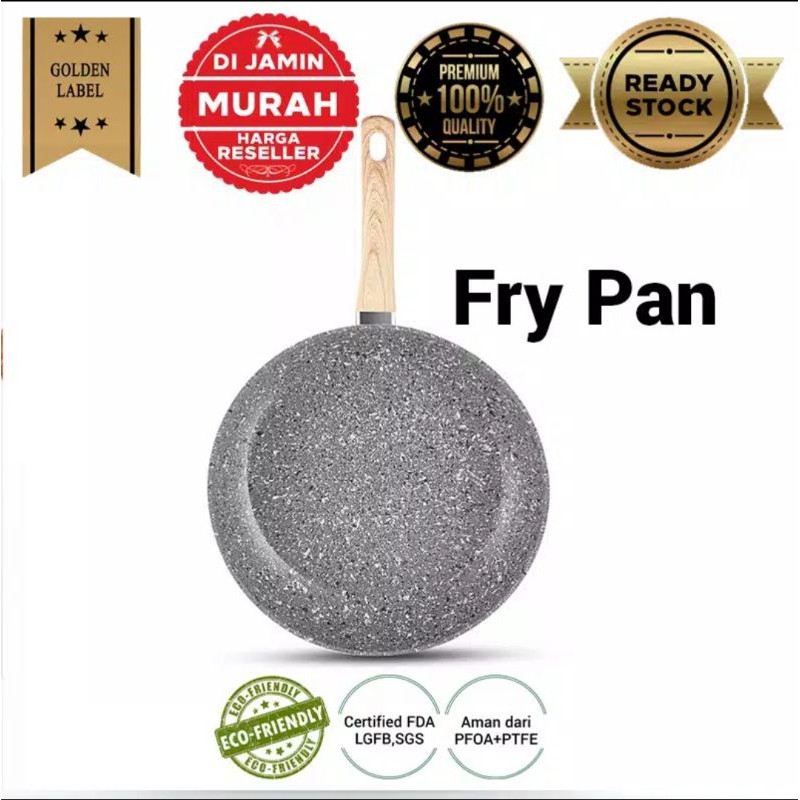 Fry Pan Penggorengan Anti Lengket Marble Granite Ukuran 24cm Perabotan Dapur By Mykochen.ina