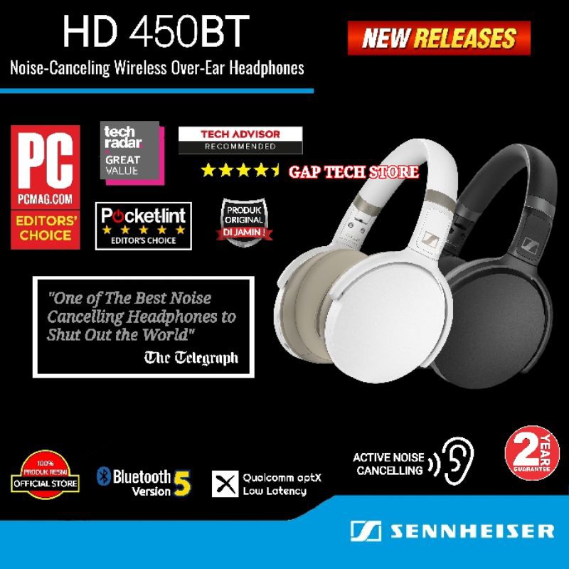 Sennheiser HD 450BT / HD 450 BT / HD450BT / HD450 BT Noise-Canceling Wireless Over-Ear Headphones