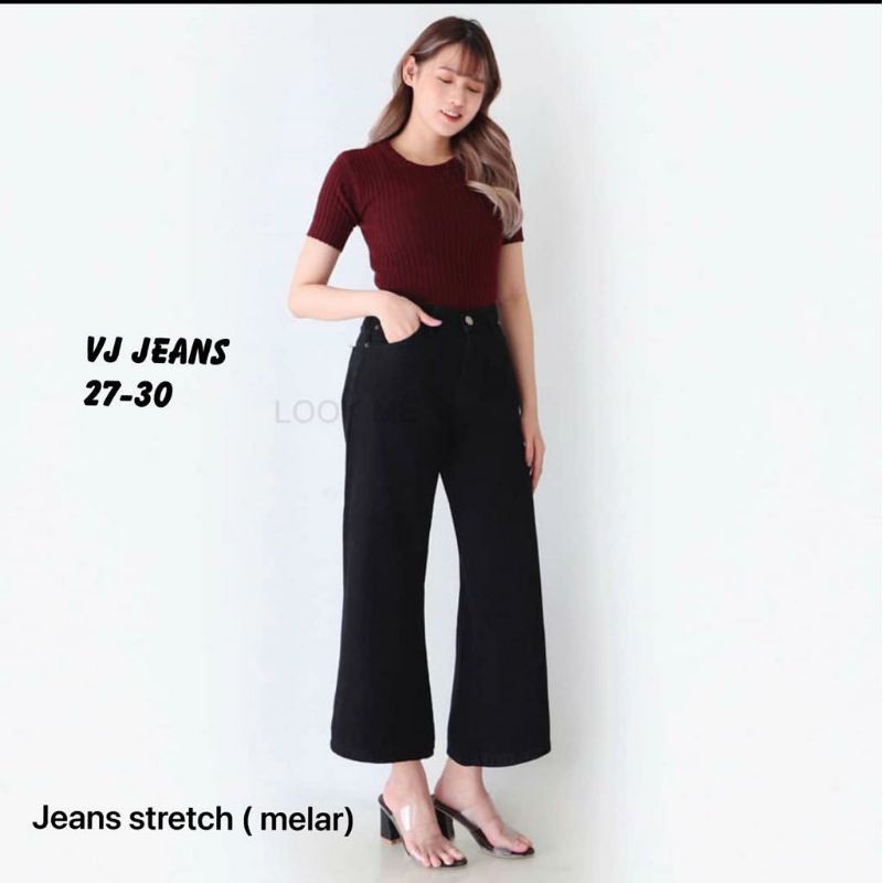 Culottes Boyfriend Jeans Celana Jeans Stretch Wanita Kulot Vj Jeans Original Import