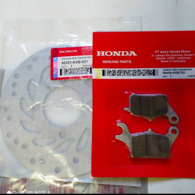 Piringan disk depan+dispad beat fi ,beat esp, Vario 125,beat pop(KVB)