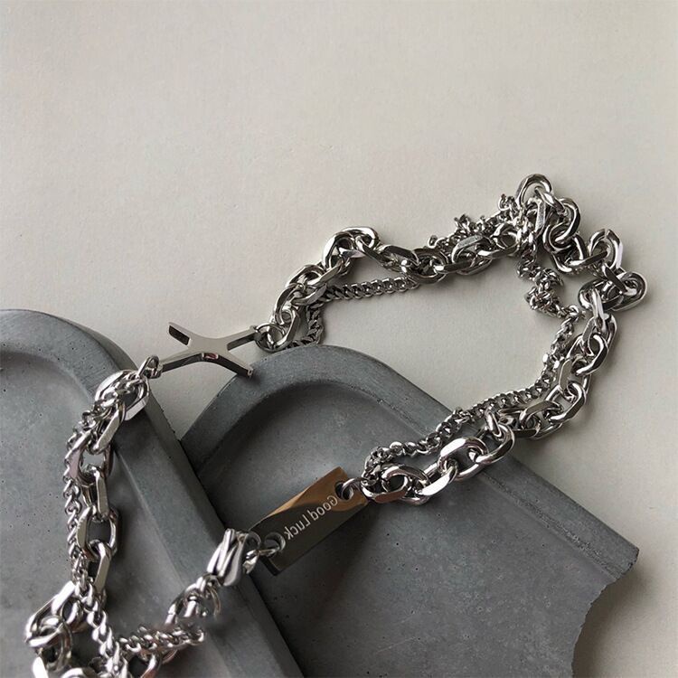 Kalung Rantai Klavikula Bahan Titanium steel Gaya hip hop Untuk Wanita