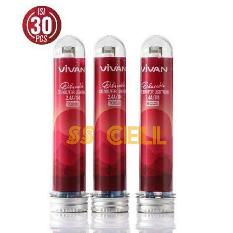 Kabel Data VIVAN Mini Tube CTL100 2.4 A 1M For Iphone 5 / 6 / 7 / 8 / X