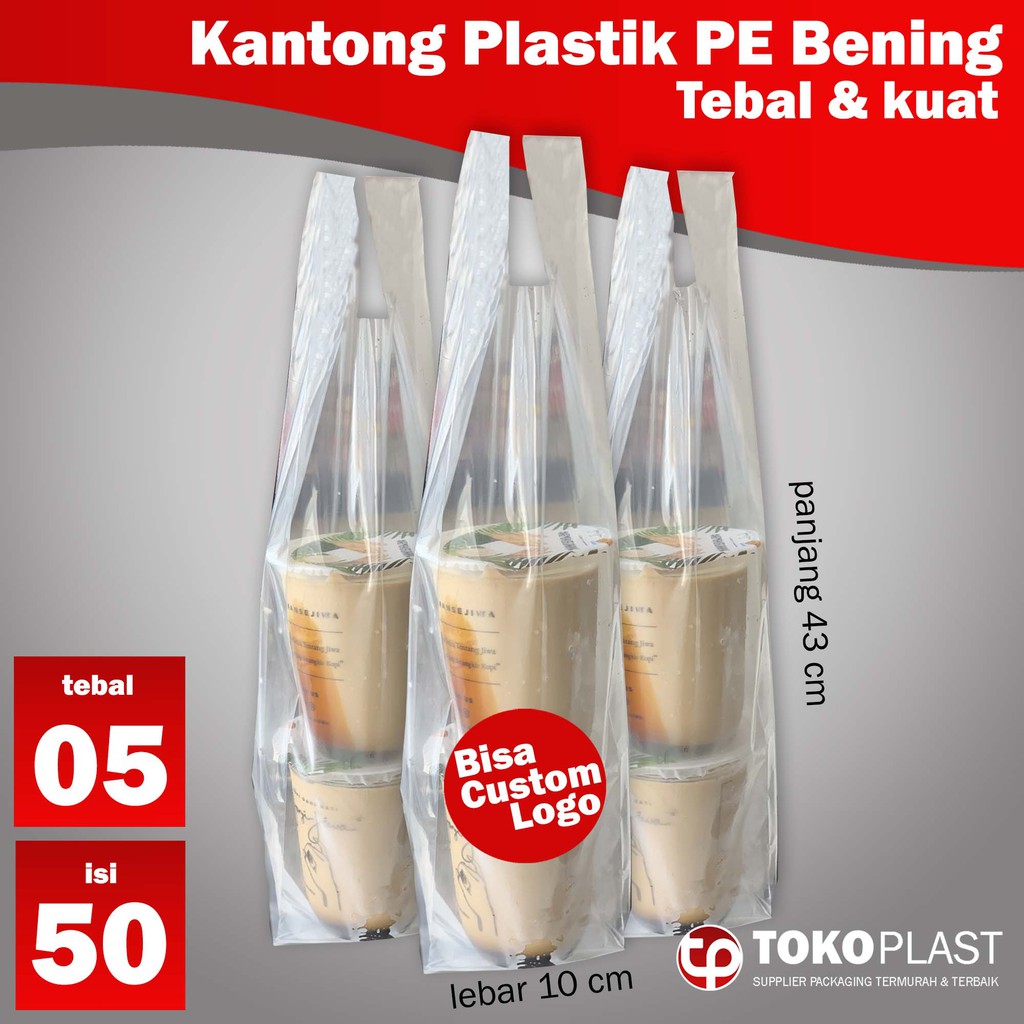  KANTONG GELAS  PE BENING 2 GELAS  10X43 PLONG TEBAL 0 5 