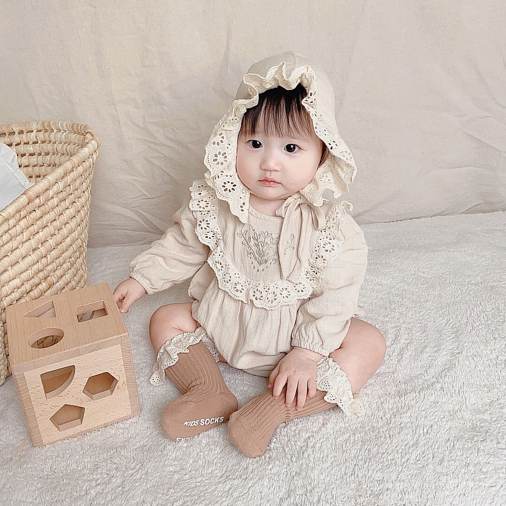 Jumper Bayi Newborn Free Topi Jumpsuit Polos Bayi / Overall Lucu Bayi Baru Lahir Jumper Renda Bayi Romper Jumper Dress Bayi Baru Lahir Baju Pesta Bayi Perempuan