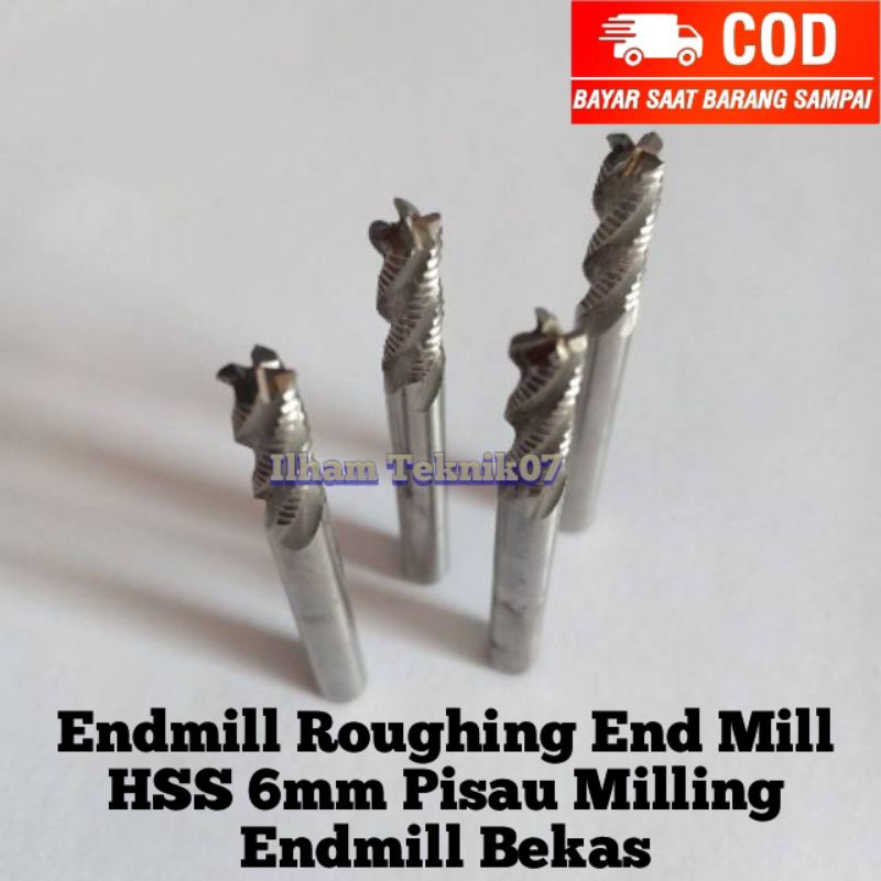 Endmill Roughing End Mill HSS 6mm Pisau Milling Endmill Bekas