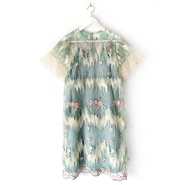 Batik Nonik Esme Dress Sweet Green Pistachio Tenun Inspired