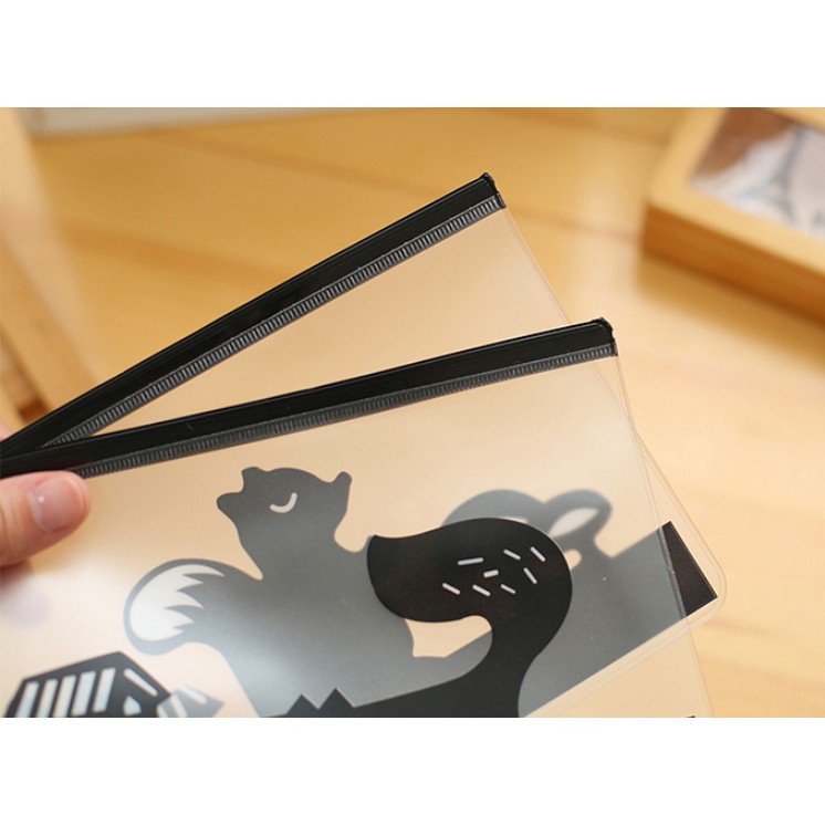 Wadah Serbaguna Zipper Bag BAYANGAN HEWAN Lucu / Tempat Penyimpanan Multifungsi Motif Animal Shadow