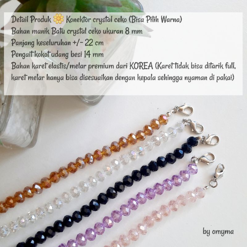 COD Konektor masker elastis/ Tali masker hijab/ strap masker 2in1 rantai/ Rantai masker hijab/ Kalung masker rantai kristal ceko/ crystal mask strap premium