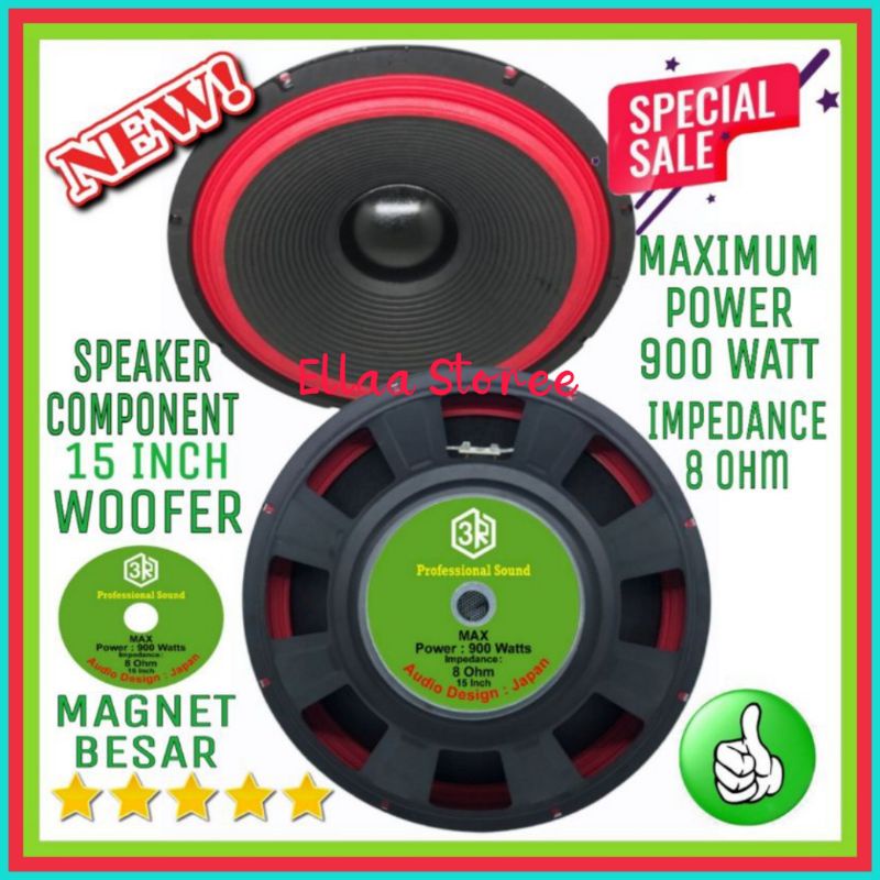 Speaker Component 3R 15 Inch Merah Woofer Magnet Besar 900 Watt 8 Ohm